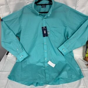 Izod Men's 2 XLT Aqua Casual Button-Down Shirt - New with Tags